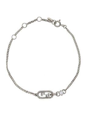 Fendi O'lock Bracelet Rhinestone Metal Silver